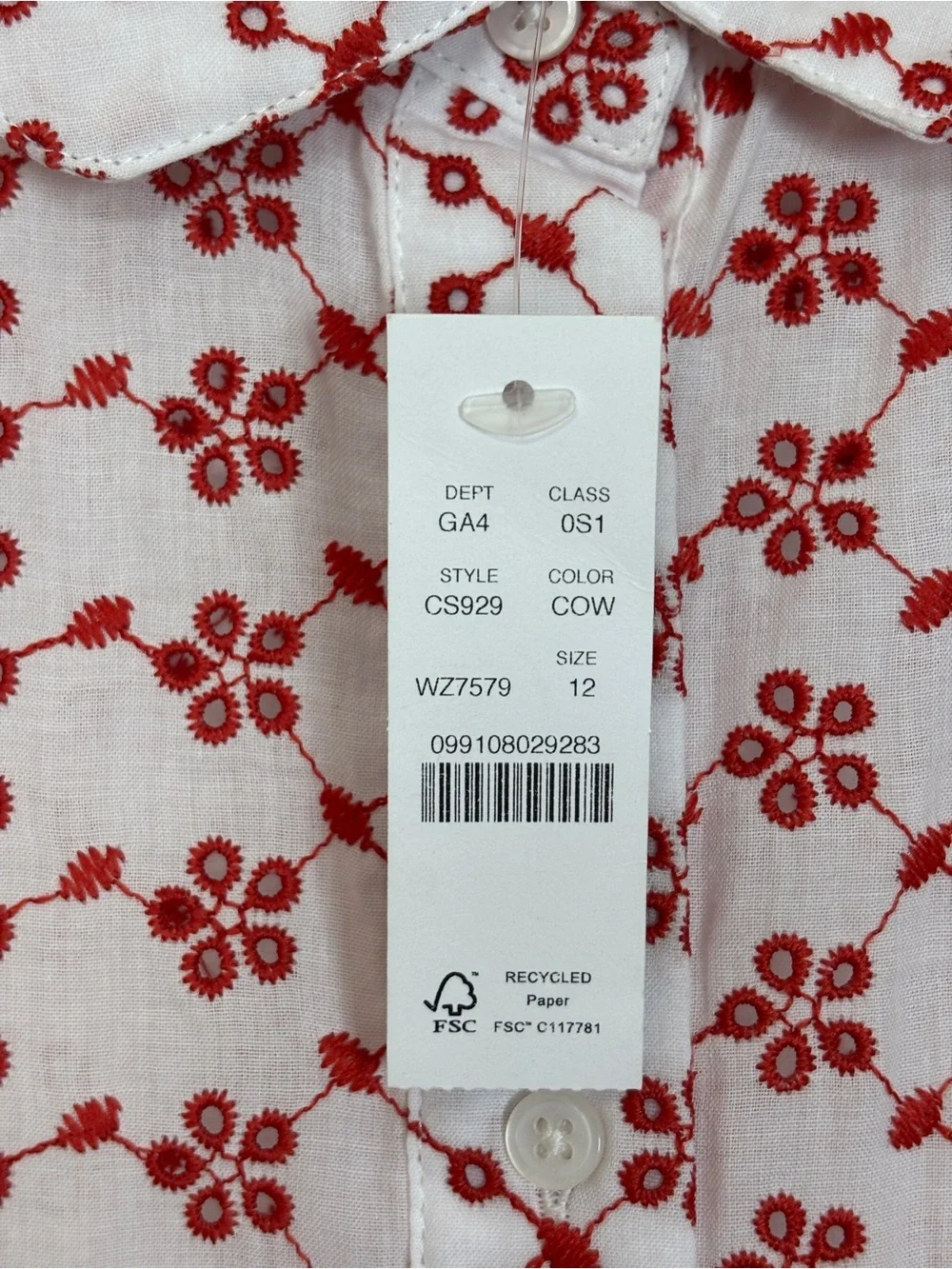 J. Crew Mini Eyelet Shirt Dress Crimson White Cotton Fit Flare Floral Size 12NWT
